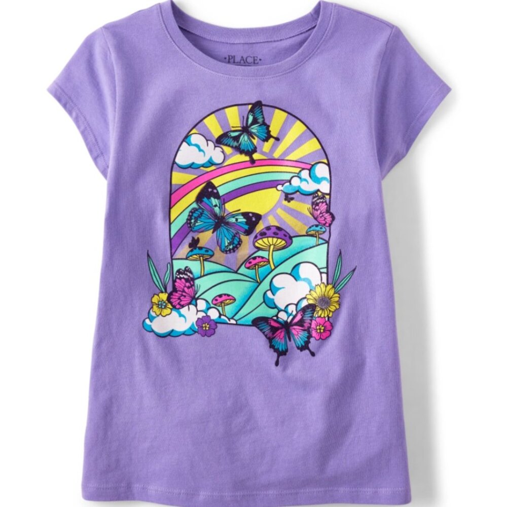 The Children’s Place Girls Butterfly Graphic Tee - Gem Purple